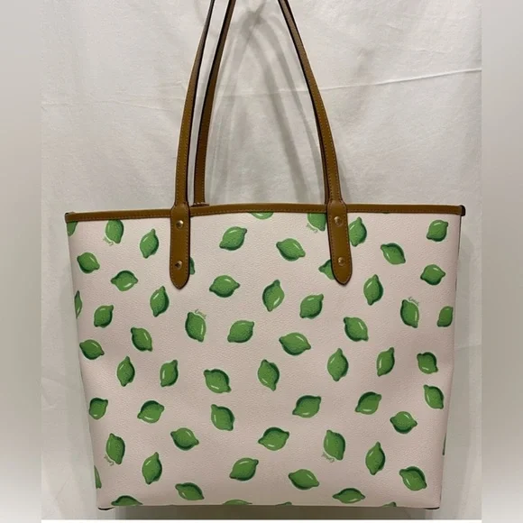 RARE Coach Reversible City Tote with Lime Print Designer Bag Purses Womens - Picture 6 of 11